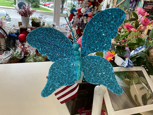 11” Sequin Butterfly Pick: Blue