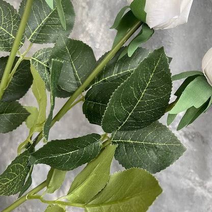17" Ultra-Realistic Faux Rose Stem-Moisturized Coating: Natural White