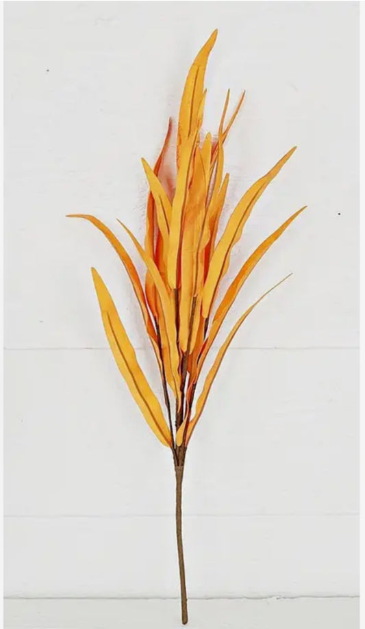 18” Foam Willow Leaves pick, orange
