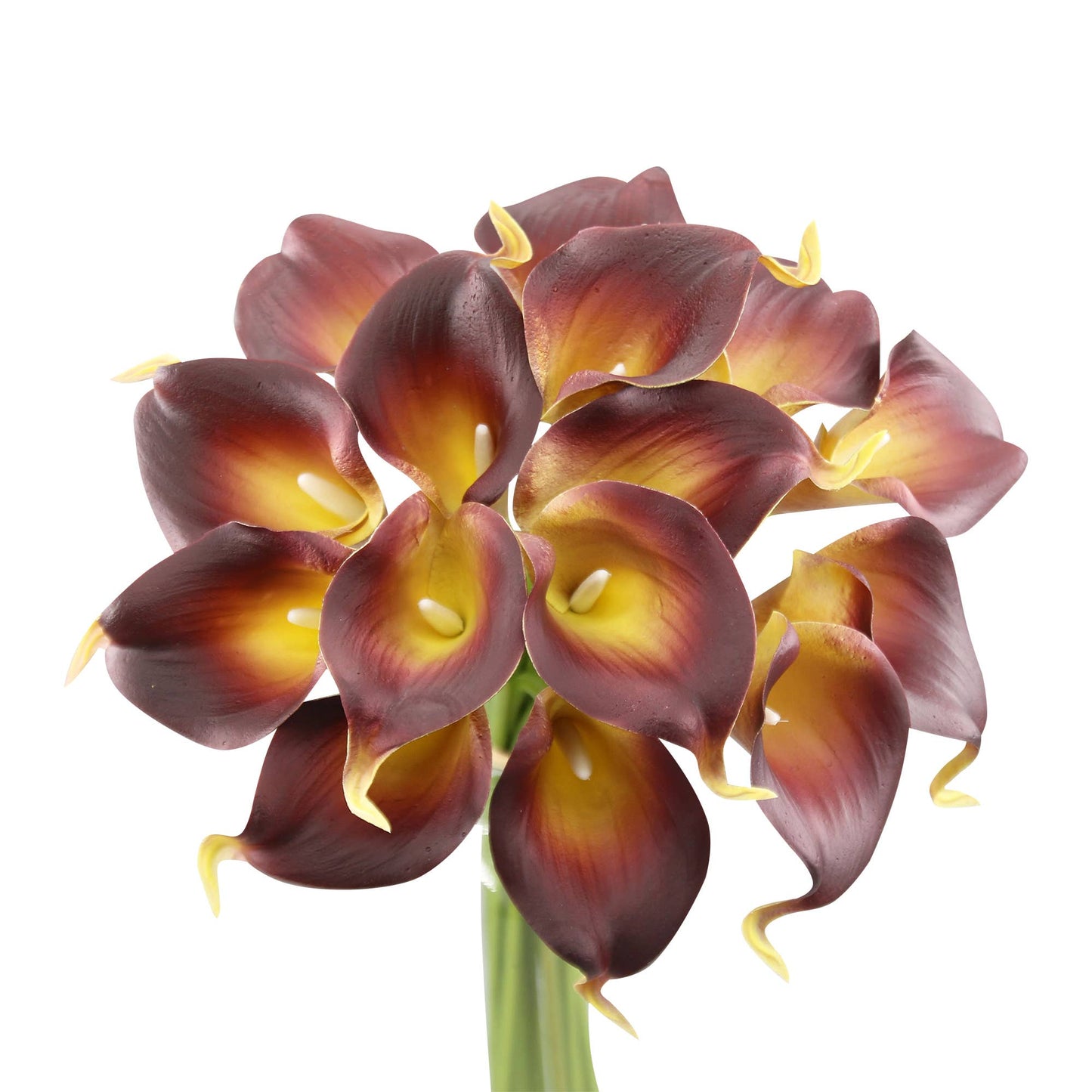 Pack of 10-Peach Coral Brown real touch 14inch calla lilies: Tangerine