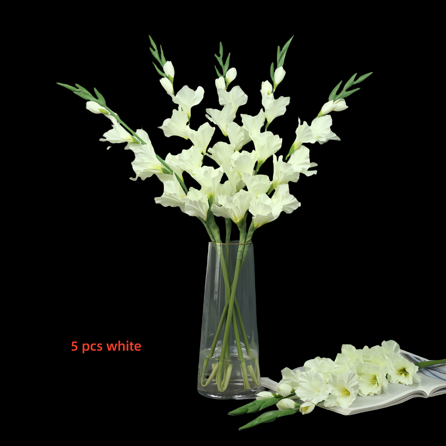 Real touch gladiolu flower purple white gladiolus long stem: White