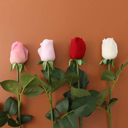 17" Ultra-Realistic Faux Rose Stem-Moisturized Coating: Natural White