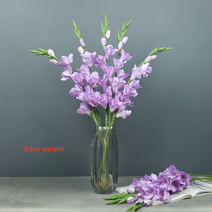 Real touch gladiolu flower purple white gladiolus long stem: Purple