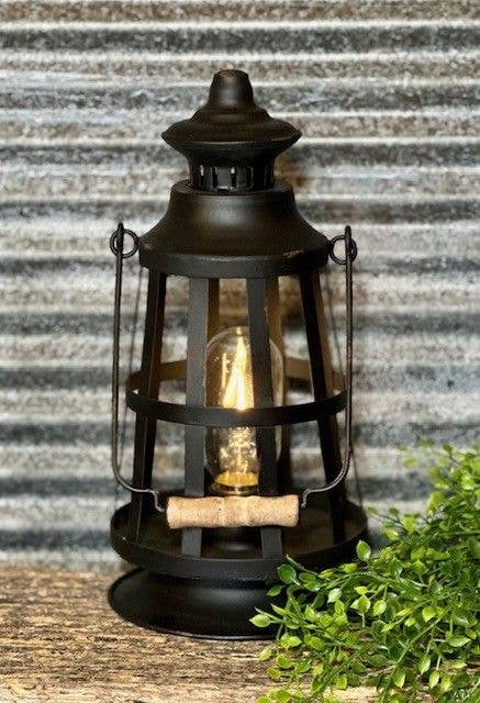 Black Distressed Colonial LED Lantern