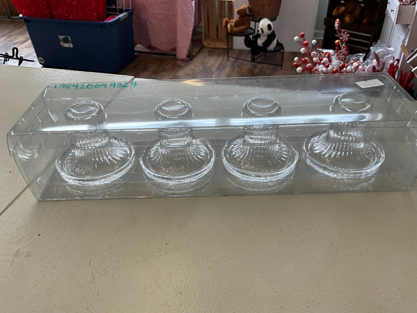 4 Small Glass Candle Holders