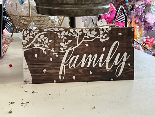 Wooden family sign
