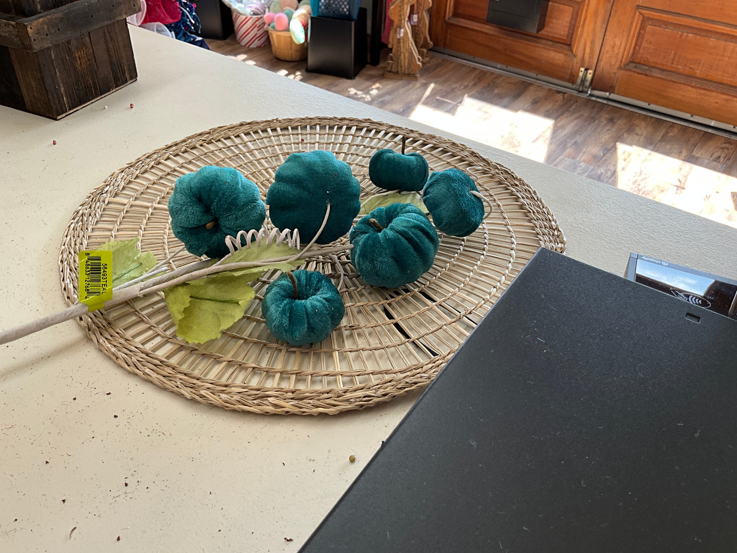 Flocked pumpkin spray X6 H28” / royal blue;