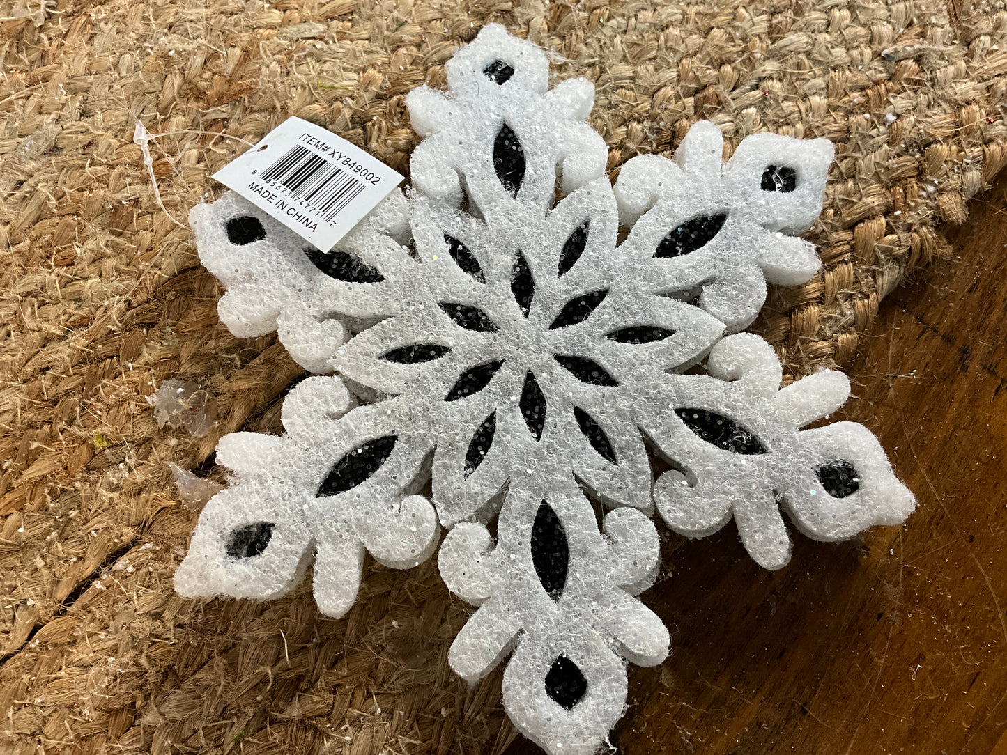 Black and white snowflake ornament