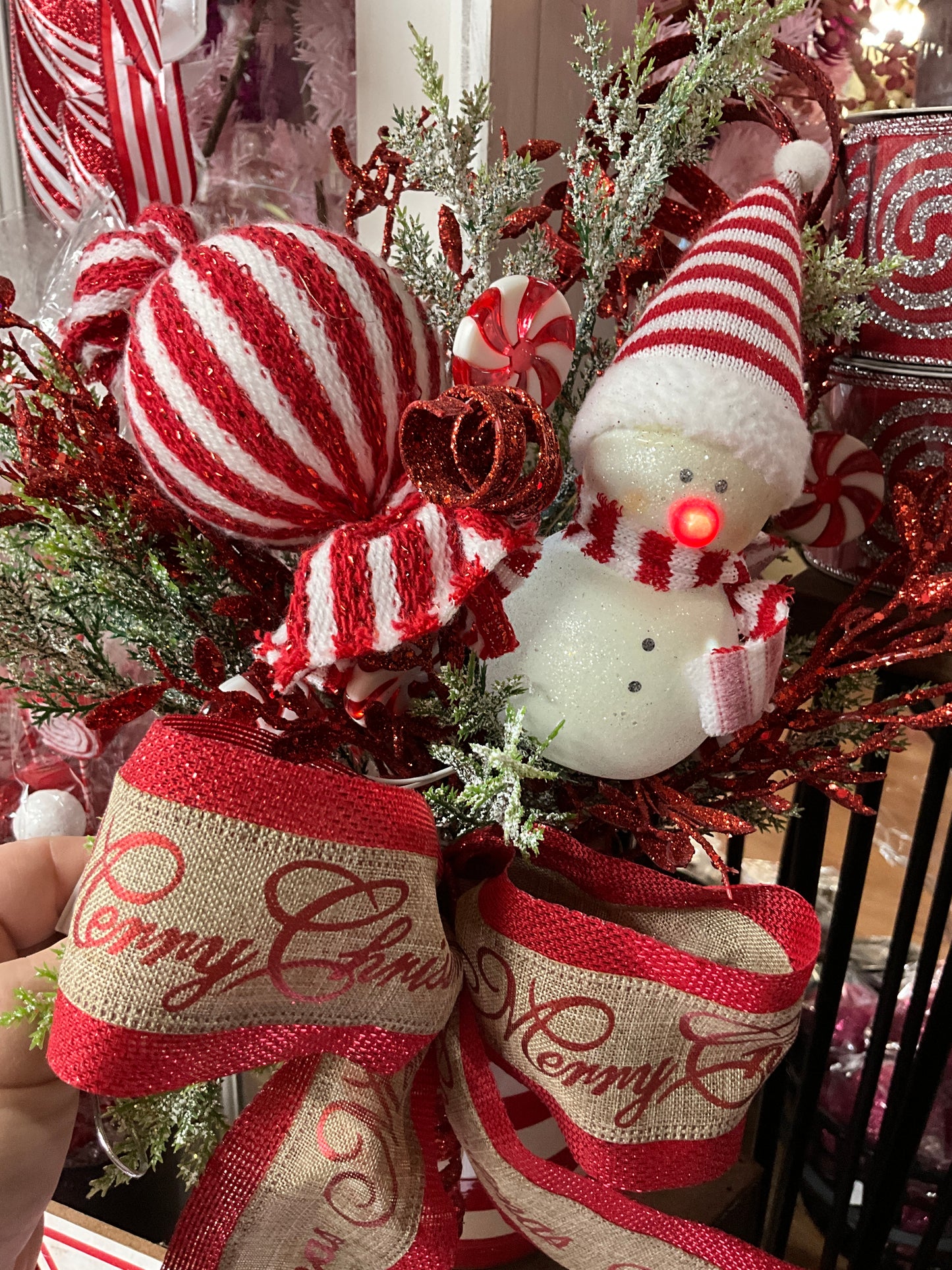 Christmas Arrangement In Ceramic Jar