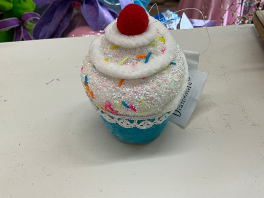 December Diamonds Blue Cupcake Ornament