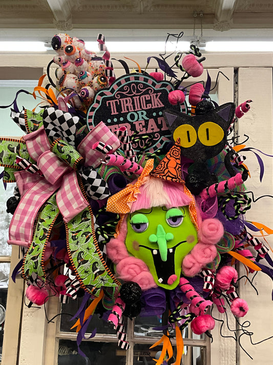 Trick or treat witch wreath