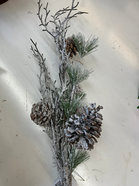 38” Flocked Multi Size Pinecone Stem