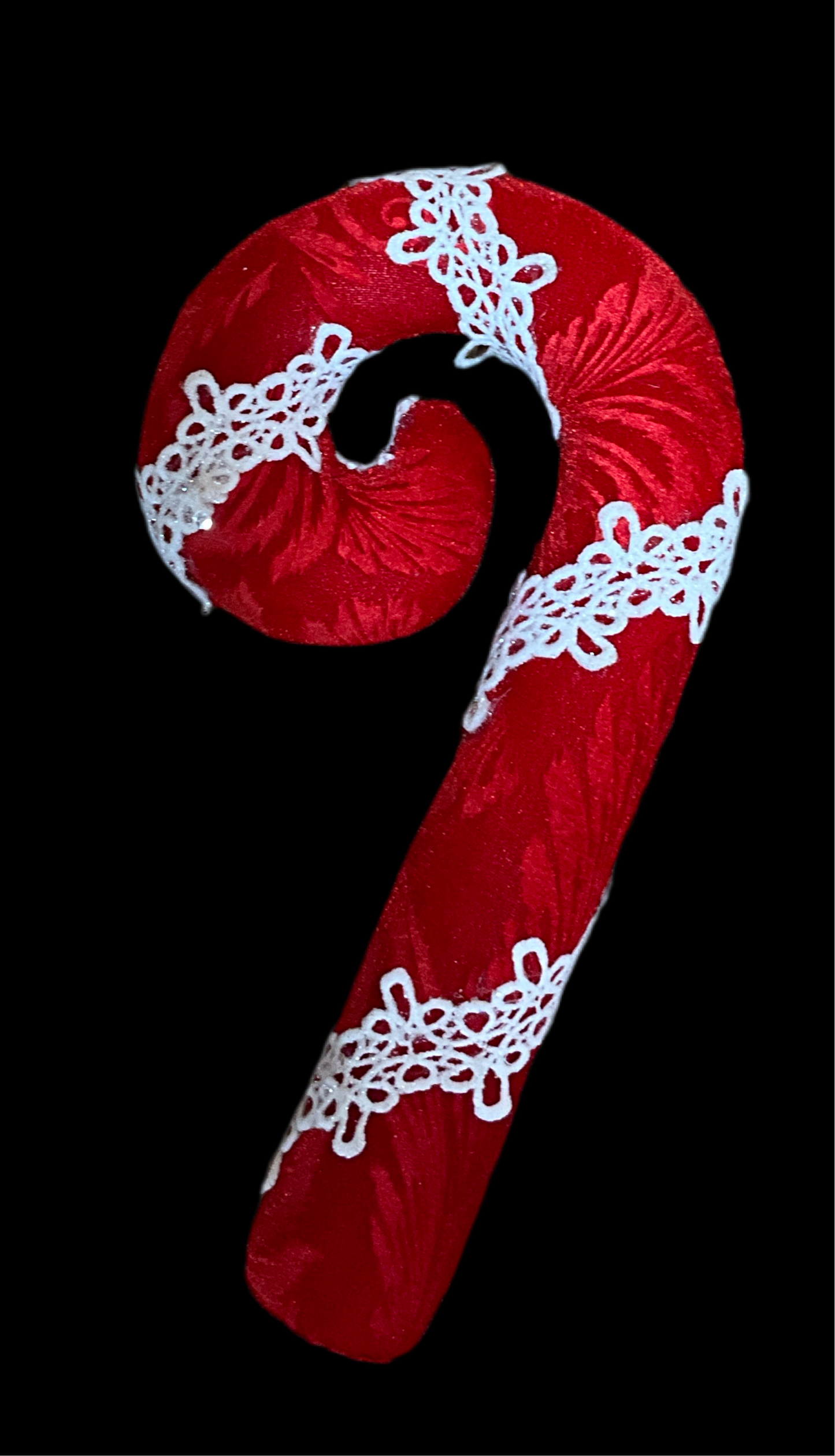 Red/Lace Candy Cane Ornament