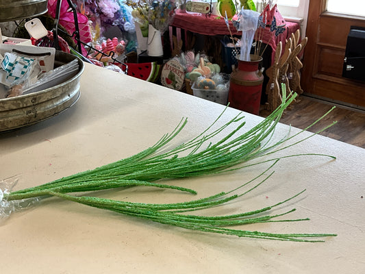 Glitter green grass pick