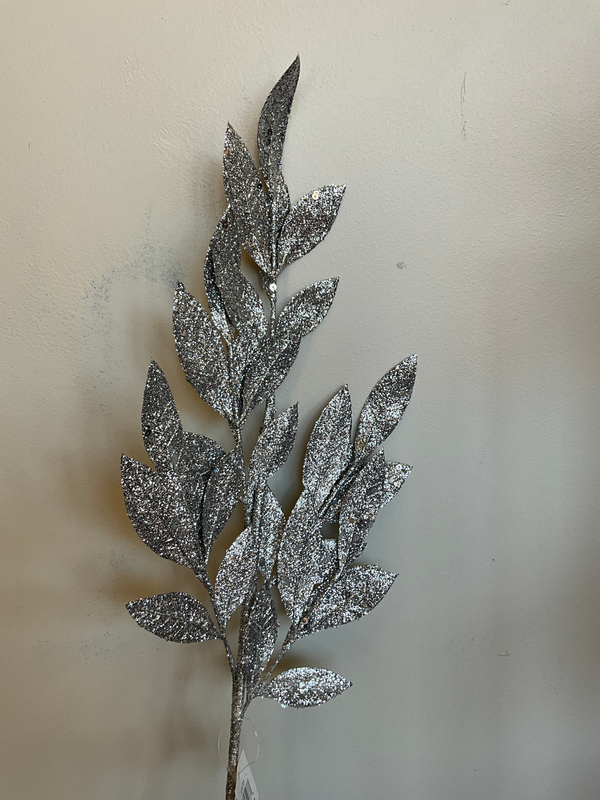 Glittered Bay Leaves-SILVER-