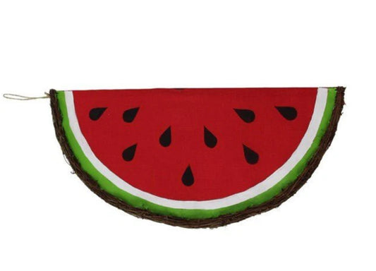 22” Grapevine and Fabric Watermelon Slice - CancreekDesigns