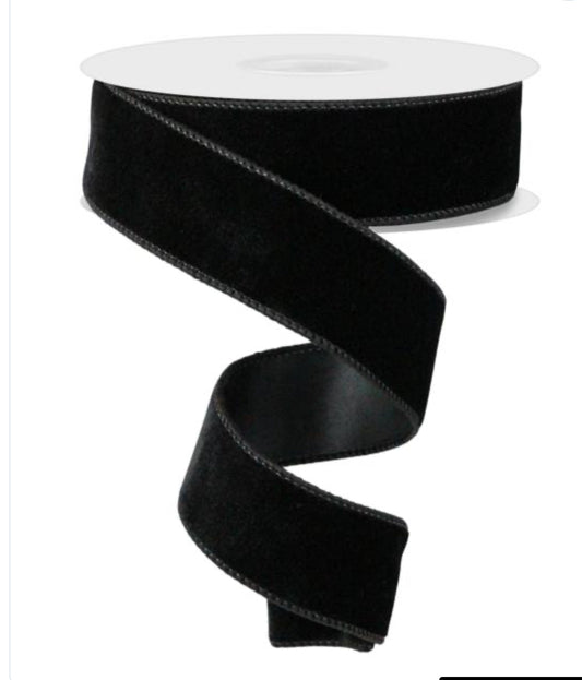 Deluxe Velvet/Satin Backing Black Ribbon