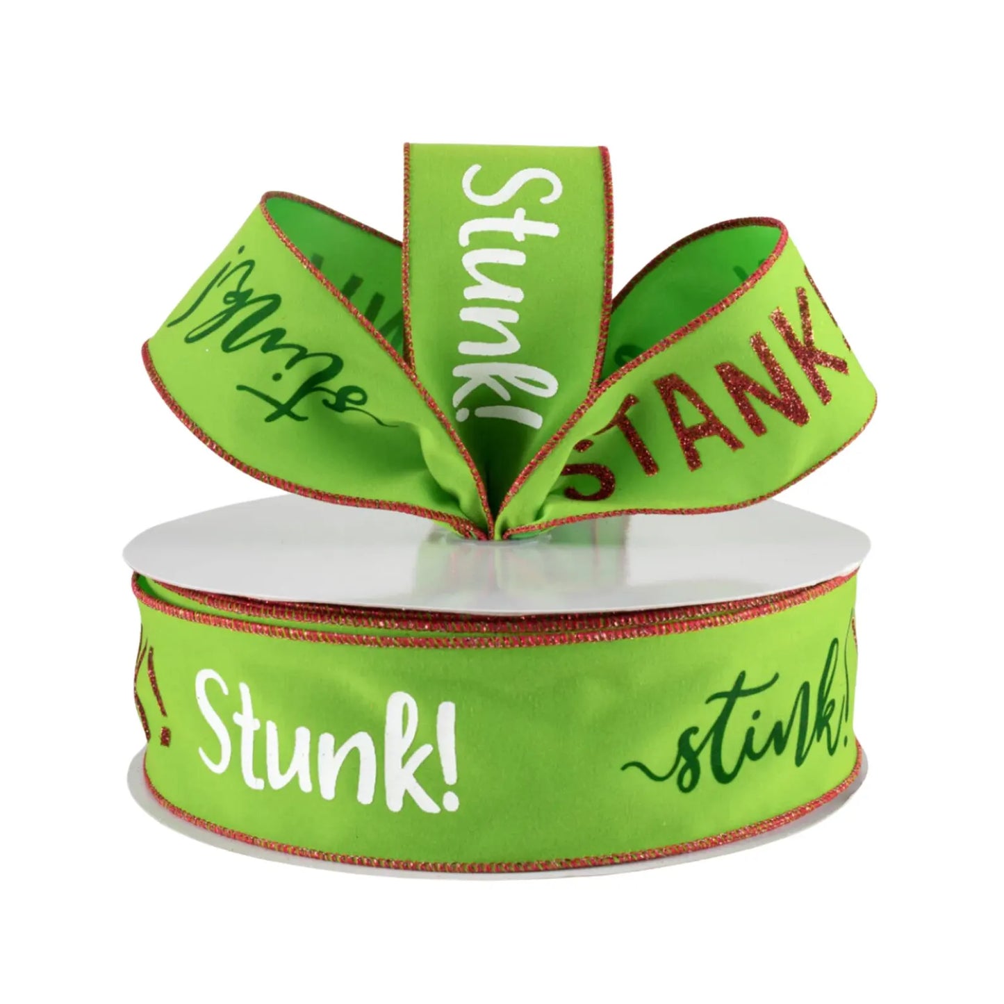 Stink Stank Stunk Christmas Green Monster Velvet 2.5" Wired Ribbon