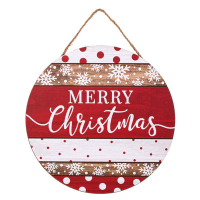 Round Wooden Sign: Rustic Merry Christmas