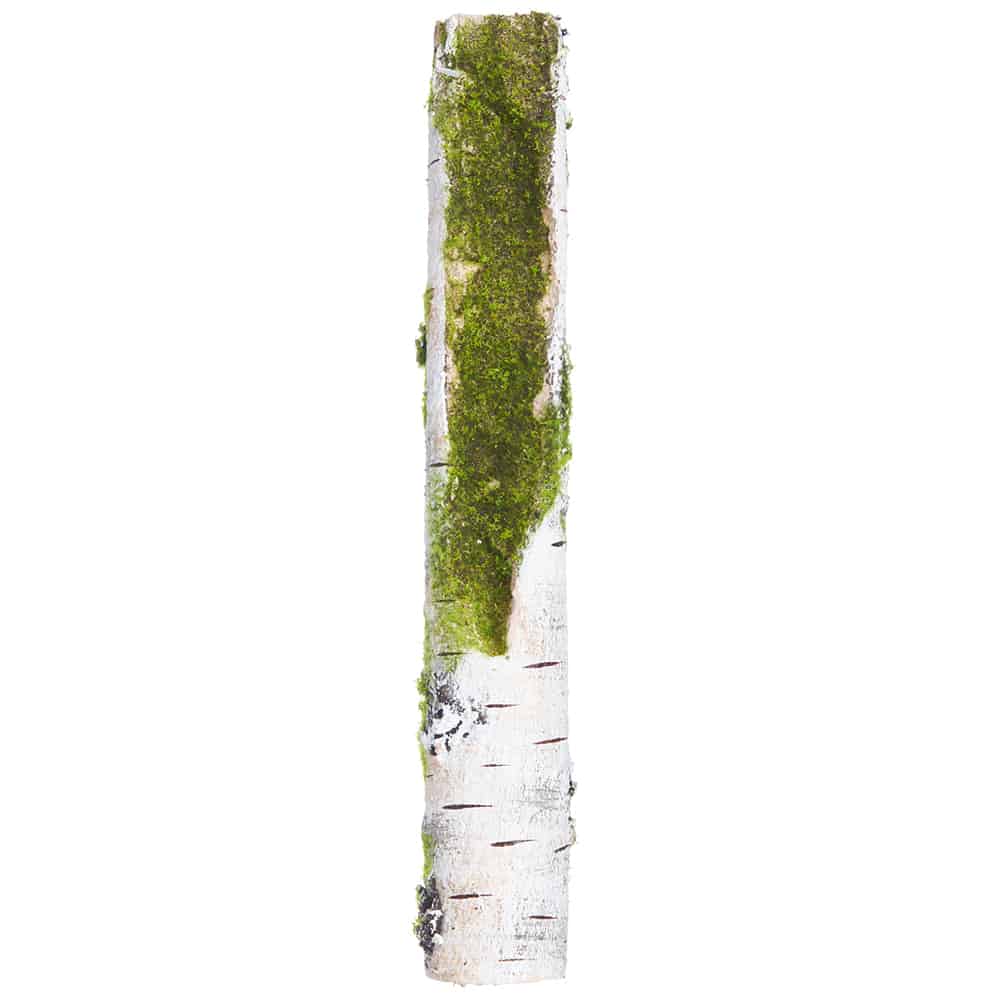 14″ Faux Birch Branch With Moss Beige Green