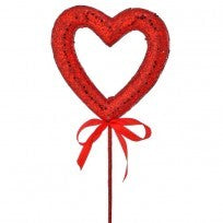 21” Open Heart Glitter Stem