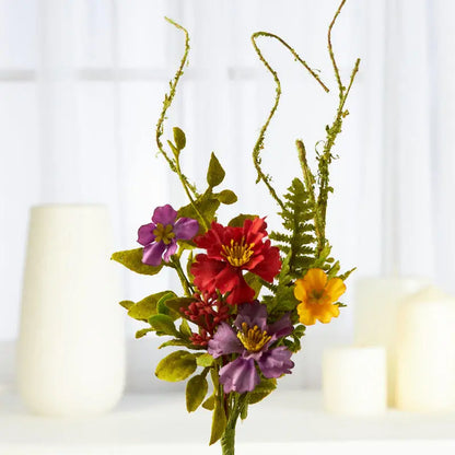 12" Artificial Mixed Wild Flowers and Greenery Pick - CancreekDesigns