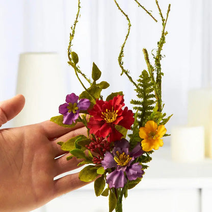 12" Artificial Mixed Wild Flowers and Greenery Pick - CancreekDesigns
