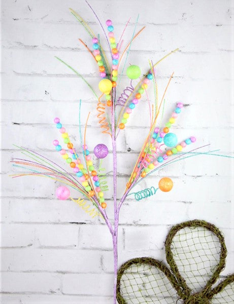 31"L Glittered Bead Spike Spray - CancreekDesigns