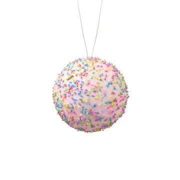 Confetti Ball Ornament - Pink 4"