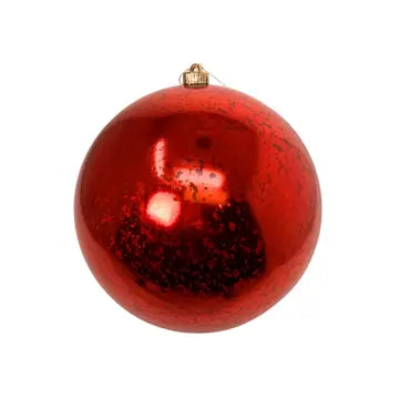 Plastic Mercury Shiny Ball Christmas Ornament 6" Red