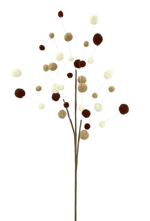 Cream/Brown Felt Ball Spray x3 – 31″