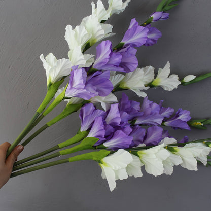 Real touch gladiolu flower purple white gladiolus long stem: Purple