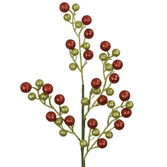 27" Candy Berry Spray - Green/Red