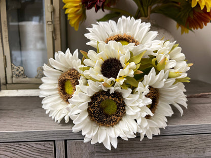 Pack of 7Stems-Rustic antique -Real Touch Sunflower Bouquet: Fall Orange