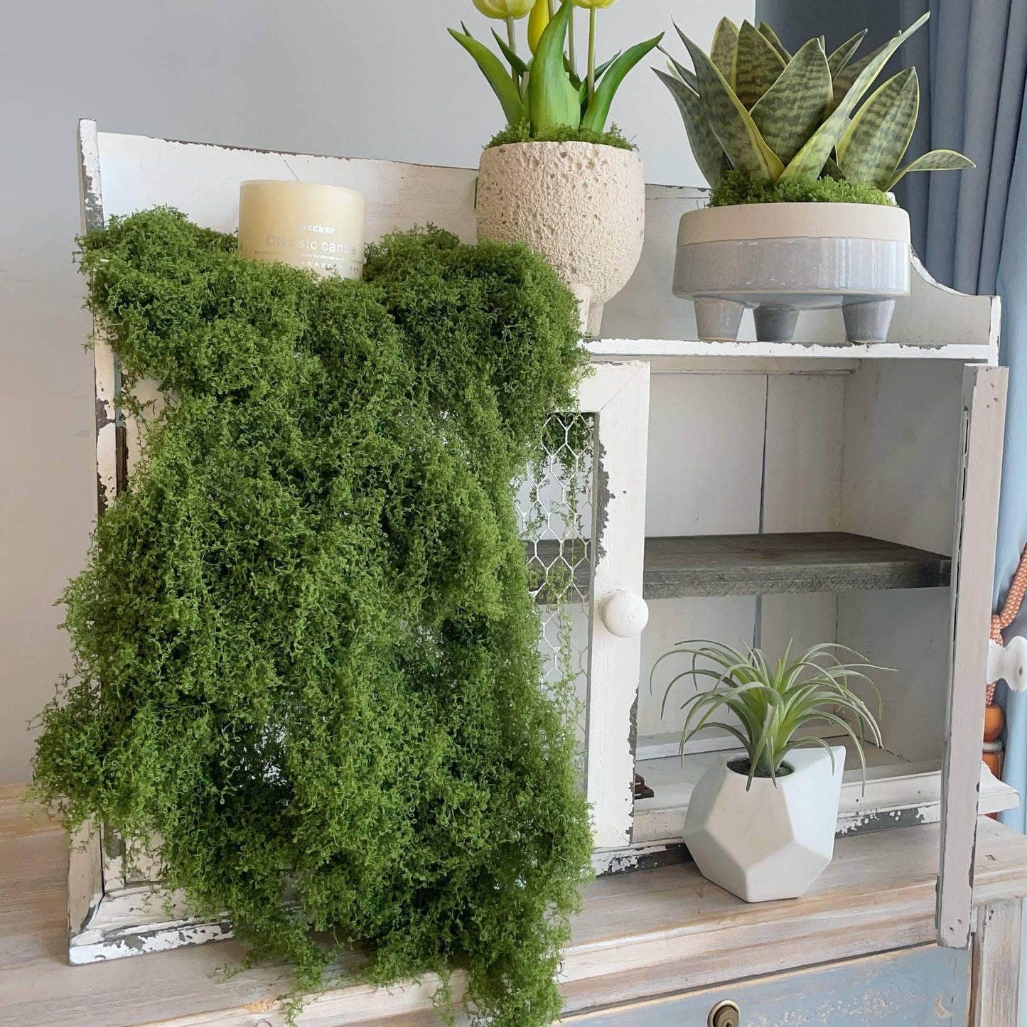 Artificial Thread Moss Rustic decoration Fake Moss grass: Light Green