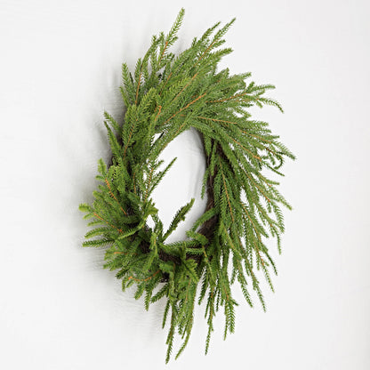 32300- 20in Wreath-Soft touch evergreen Norfolk pine