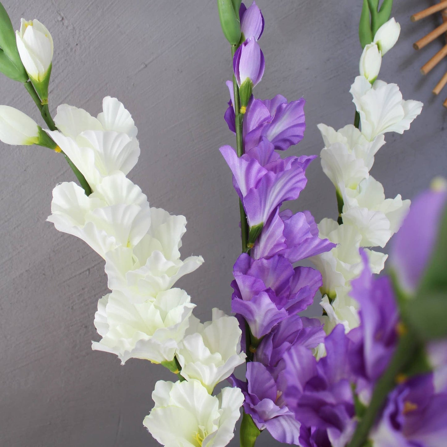 Real touch gladiolu flower purple white gladiolus long stem: White