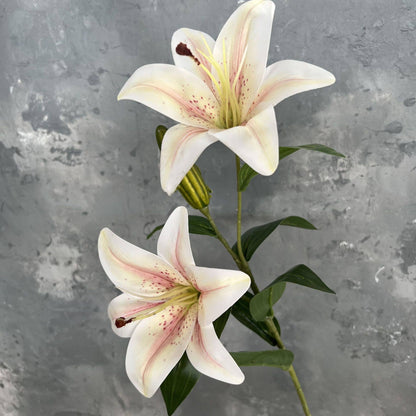 23''T Faux Nature Touch Lily Flower Stem, Autumn Lilies : White