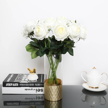 17"-Ultra Realist Real touch Cabbage Rose-Artificial : Off-White