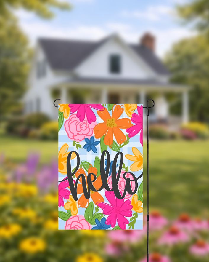 Spring Hello Floral Garden Flag