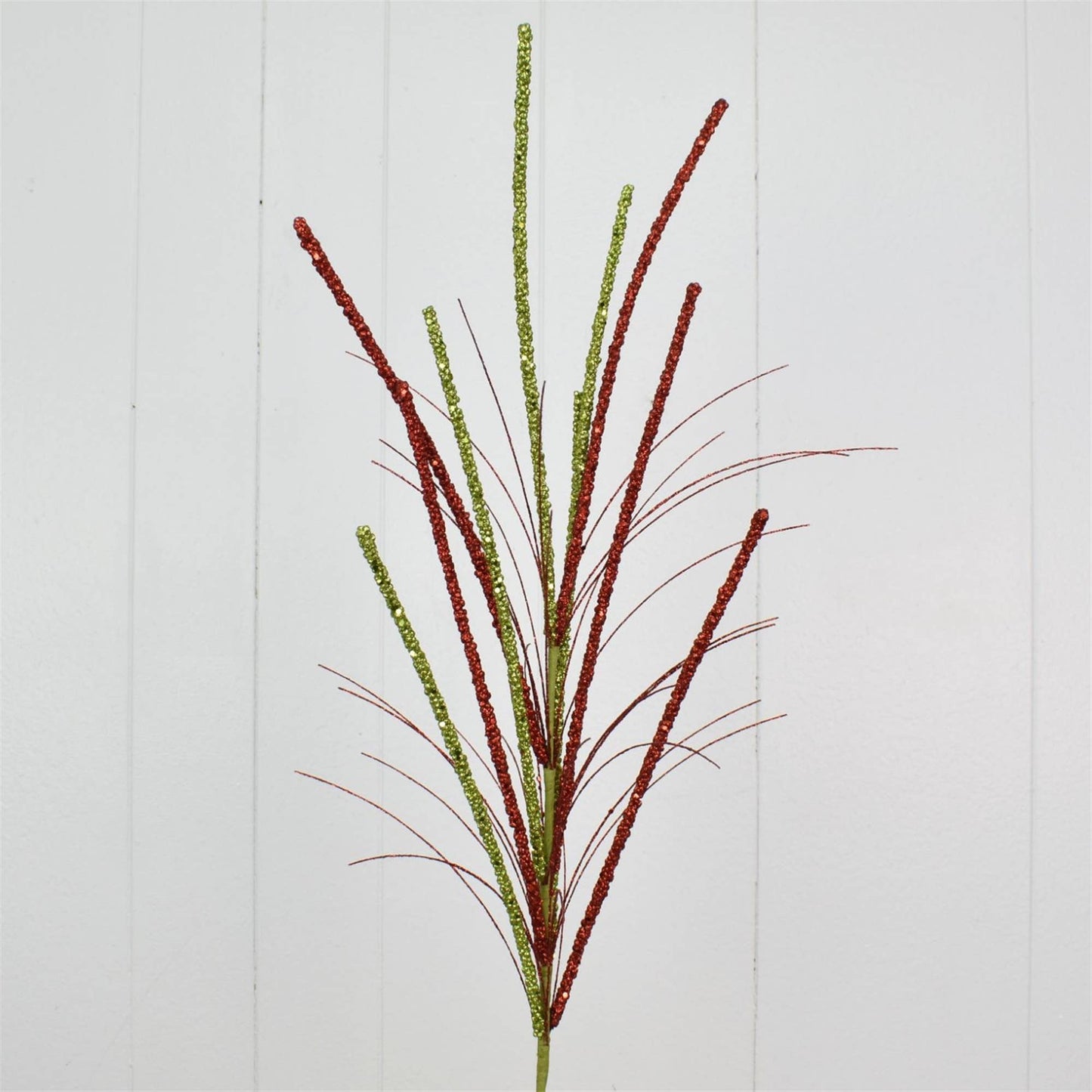 36'' Glittered Millet Grass Christmas Spray- Red/Apple