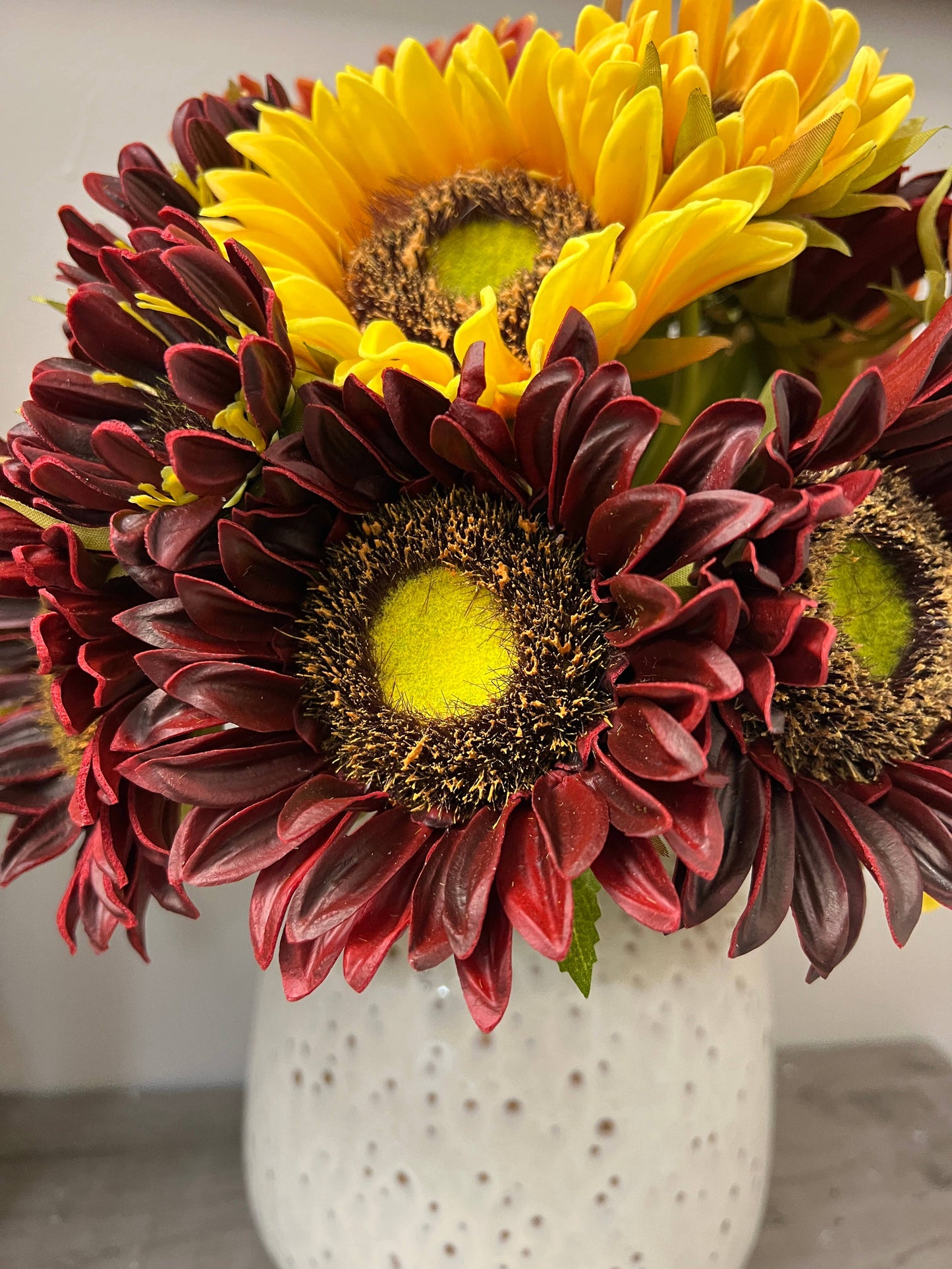 Pack of 7Stems-Rustic antique -Real Touch Sunflower Bouquet: Fall Orange
