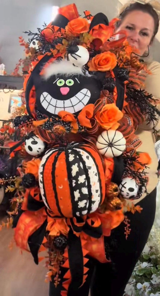 Handle made wreath attachment with matching pumpkin