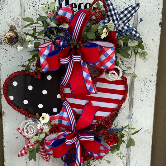 Double heart patriotic - CancreekDesigns