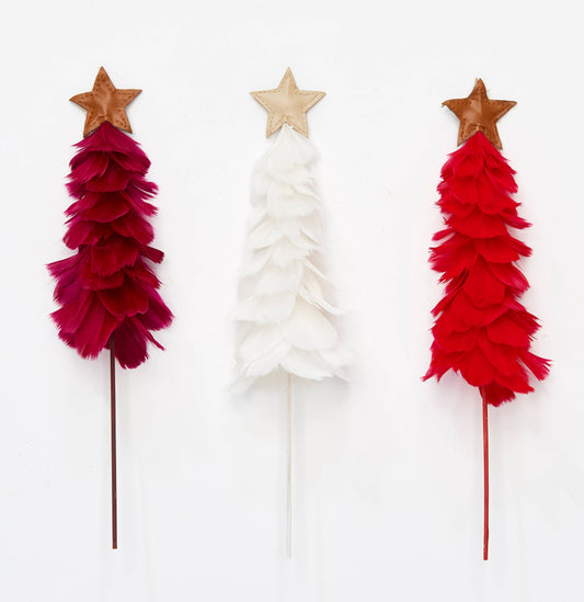 WORTH IMPORTS - 9 In. Feather Tree With Star On 10 In. Stick: Burgundy - CancreekDesigns