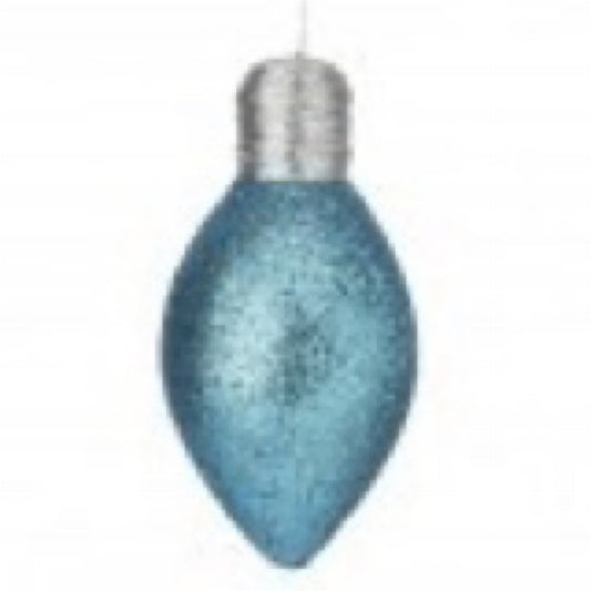 7 inch glitter lightbulb, ornament, aqua - CancreekDesigns