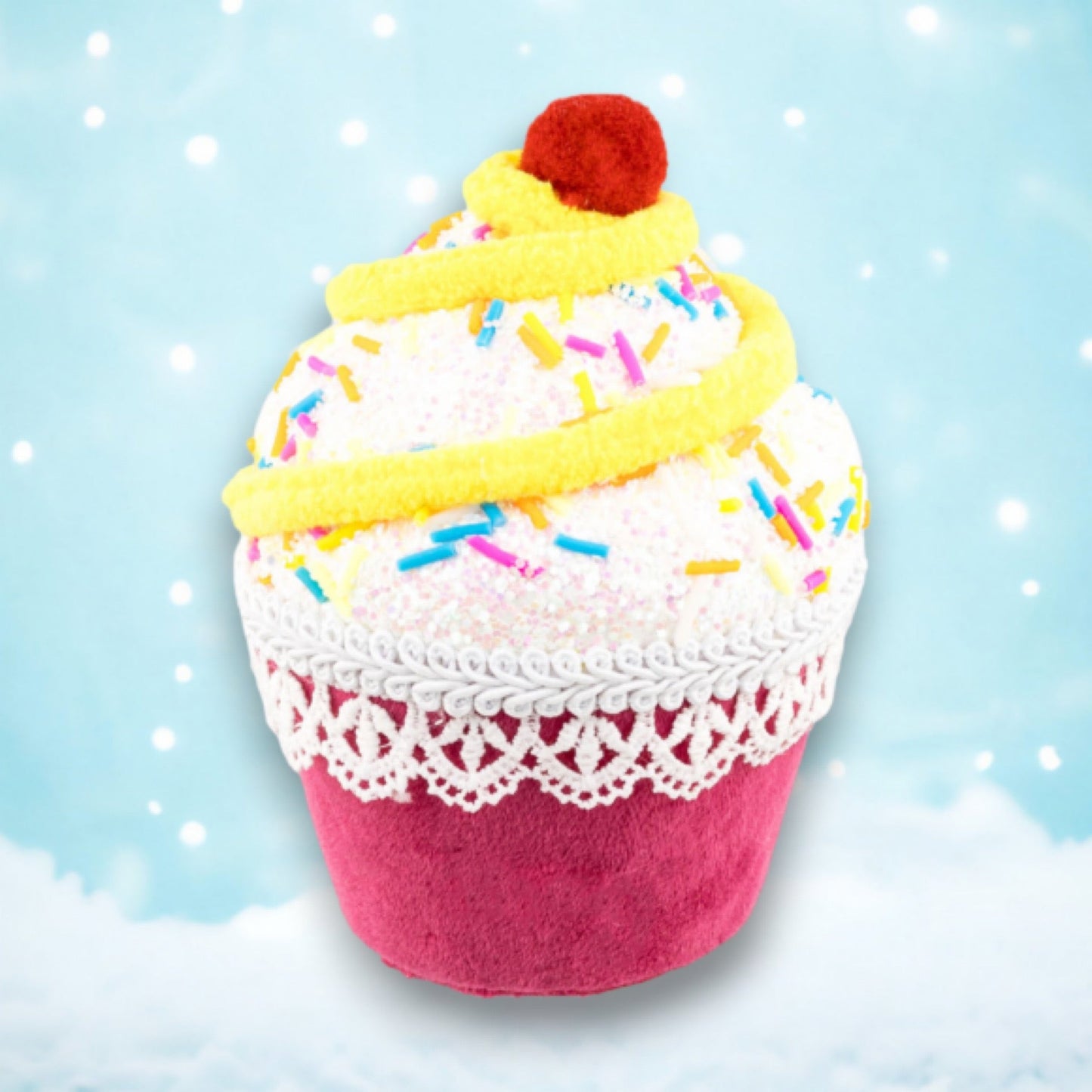 Hot pink 4.5” cupcake ornament - CancreekDesigns