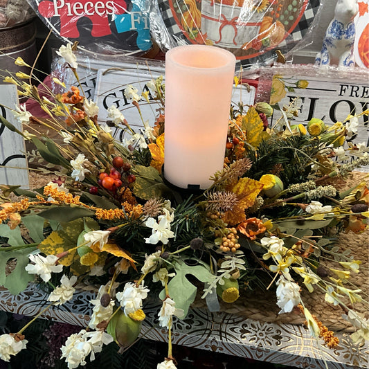 Fall centerpiece with LED candle - CancreekDesigns