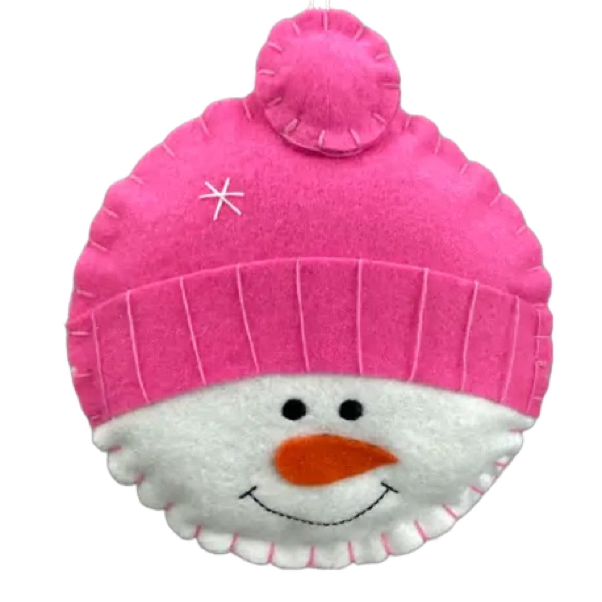 Pink plush snowman head - CancreekDesigns