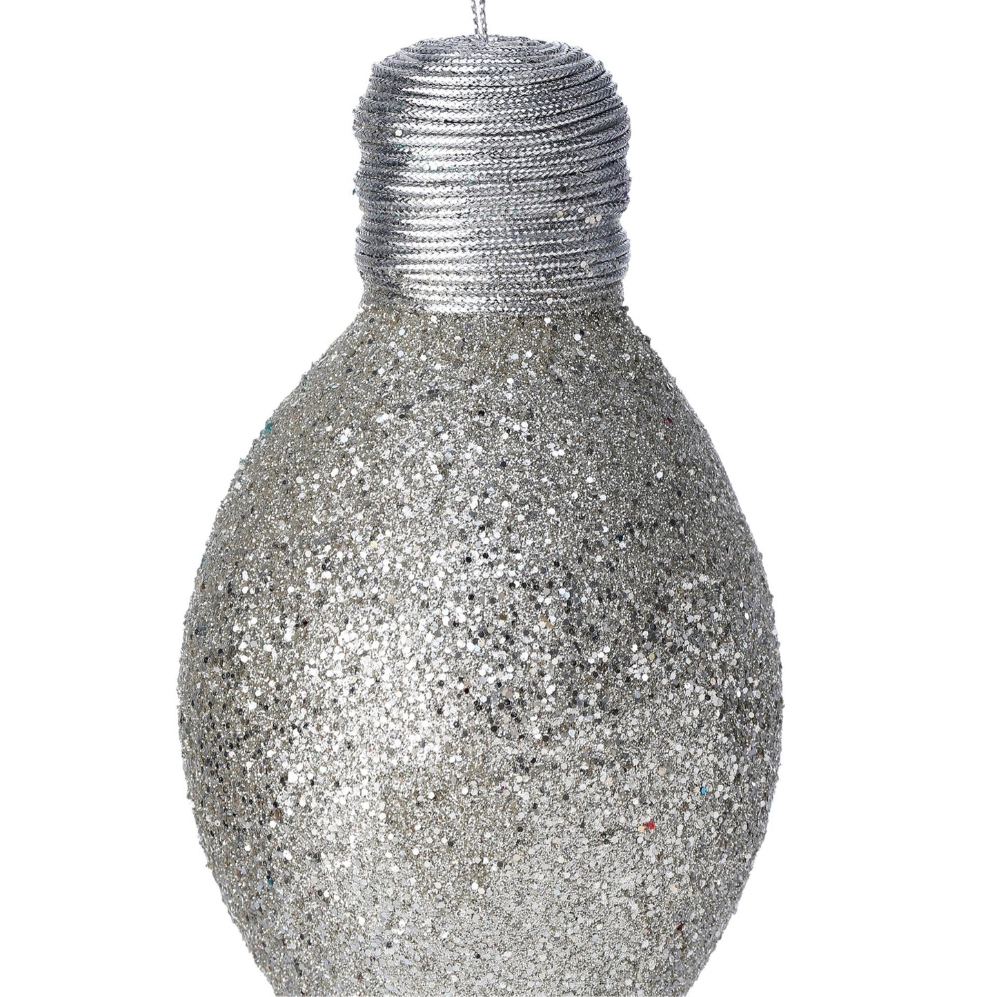 7" GLITTER LIGHTBULB ORNAMENT PLATINUM - CancreekDesigns